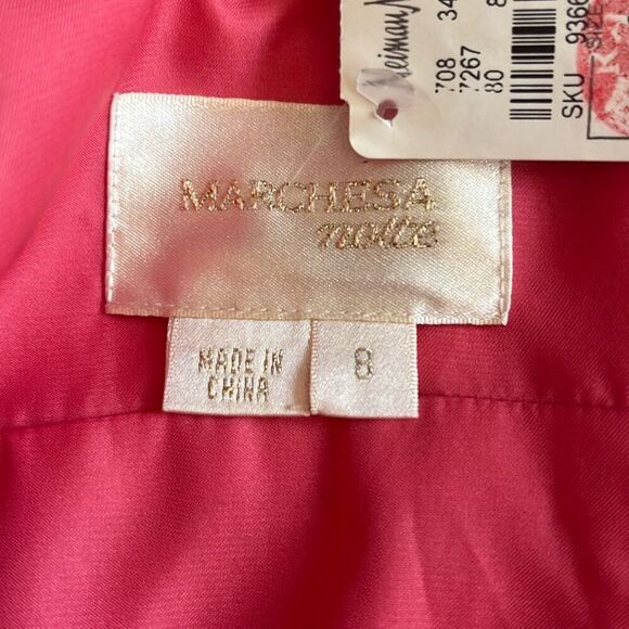 Marchesa Notte Pink 100% Silk Cocktail Dress Pleated Fit Flare NWT Sz 8 $850 - Picture 11 of 16